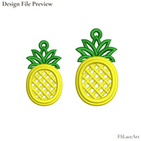 Pineapple FSL embroidery design file preview, two sizes