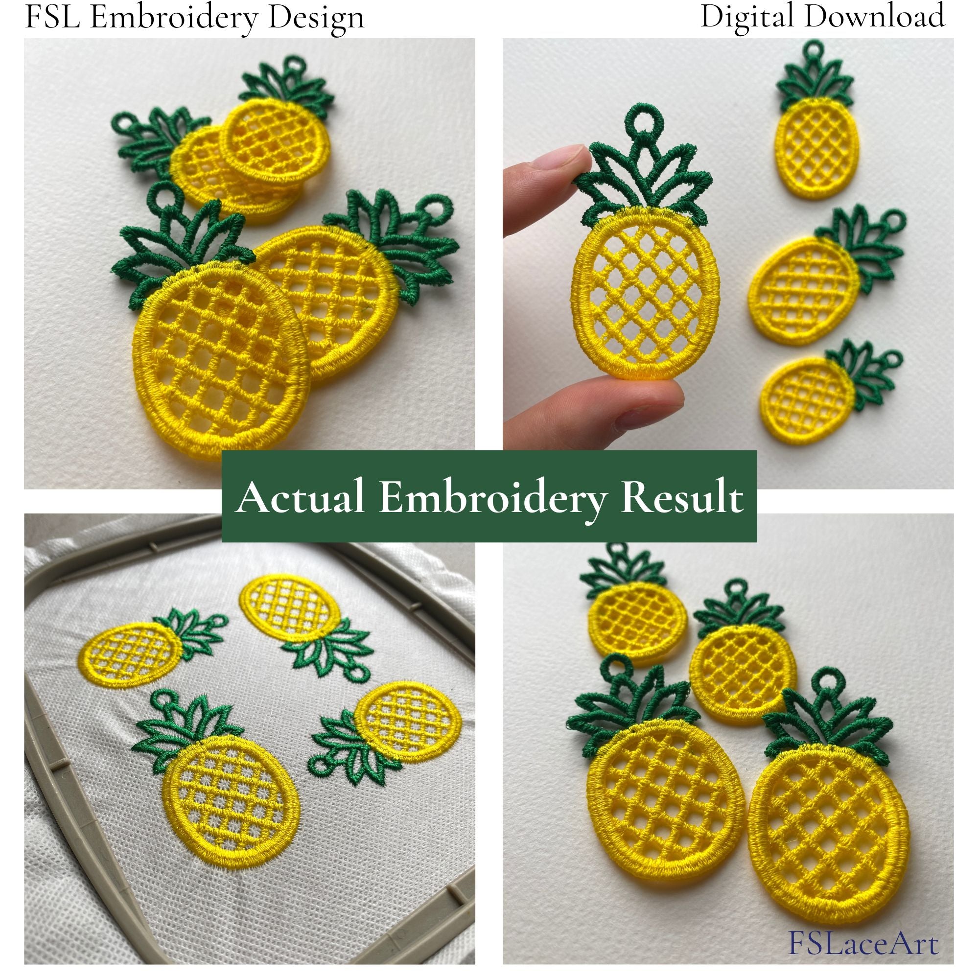 Collection of stitched Pineapple FSL lace earring pieces