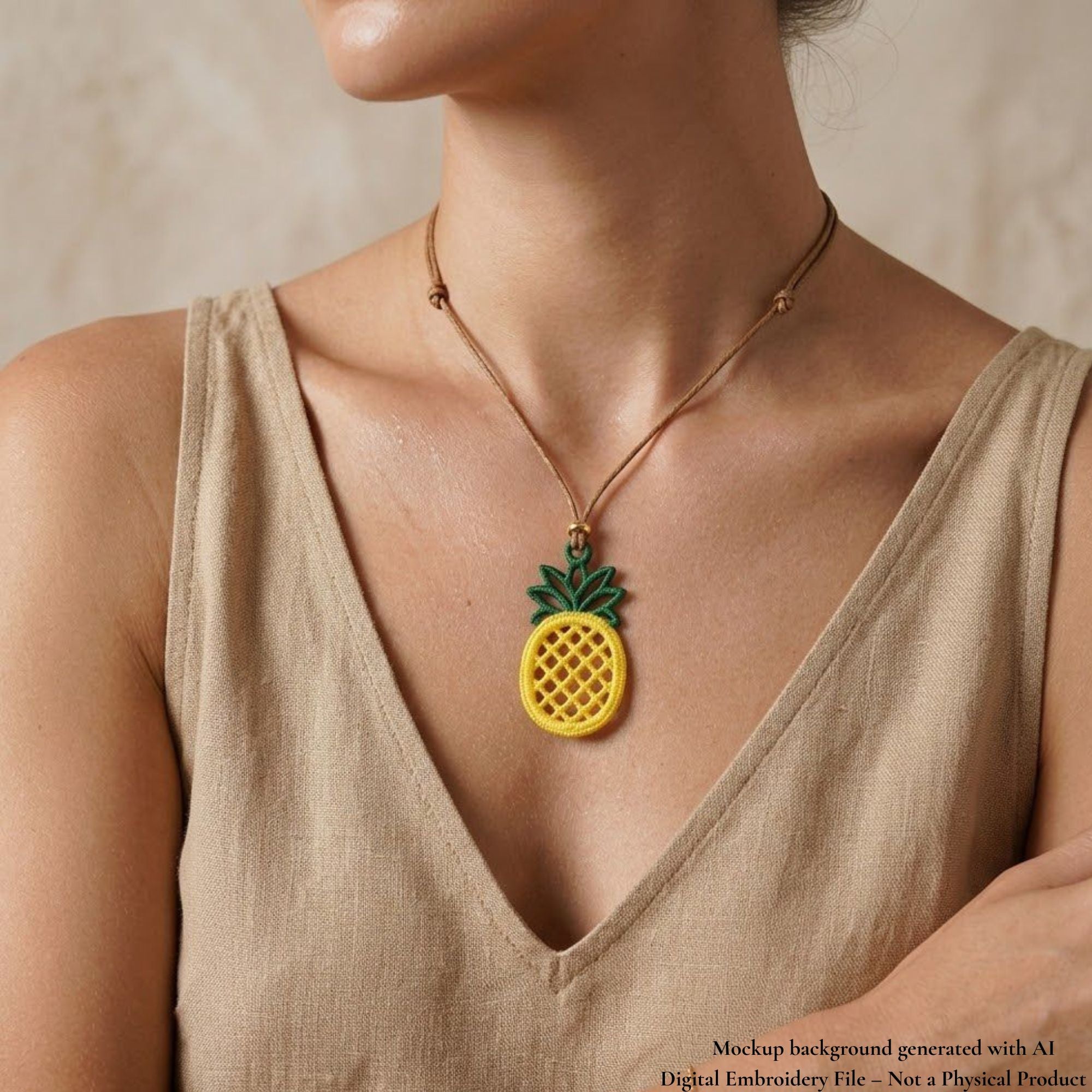 Pineapple FSL design worn as a pendant necklace