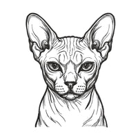 Sphynx cat face embroidery design line art preview - BarvnaEmbroidery