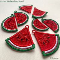 Actual stitched result of Watermelon FSL embroidery design