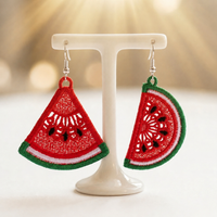 Watermelon FSL earrings — Free Standing Lace machine embroidery design